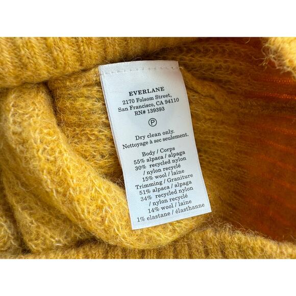 Everlane Cocoon Crew Alpaca Wool Blend Knit Golden Yellow Sweater Size S Casual - Picture 6 of 13